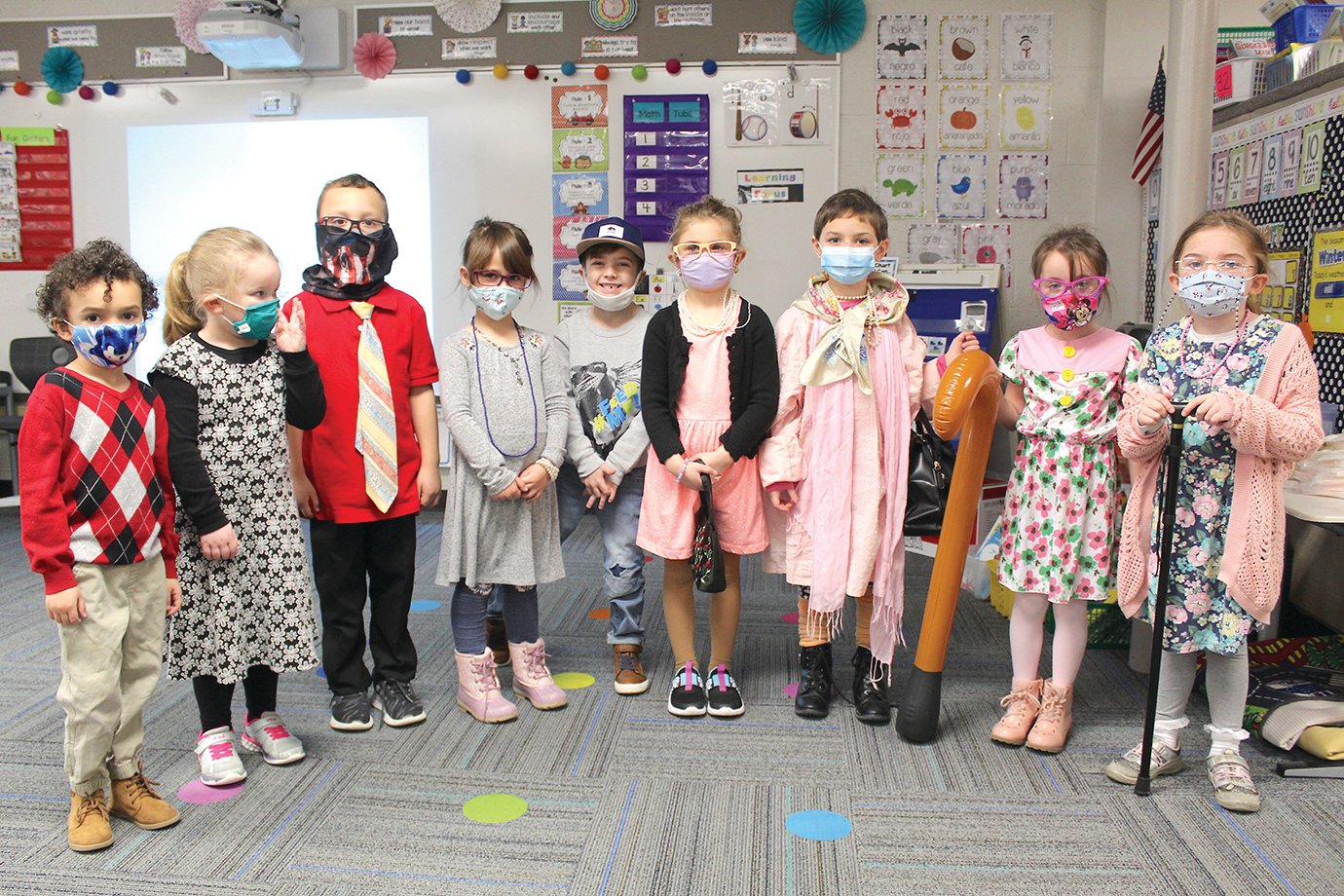 Celebrating their 100th Day at Hose Elementary Monday are the students of Jene Anne Pendleton